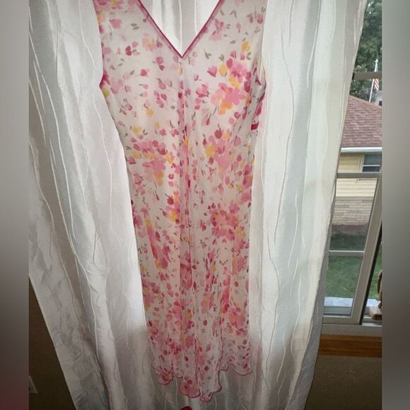 Vintage Y2K Studio Y Dress Size 13/14 Pink White Floral Sleeveless with ribbon - Picture 4 of 7